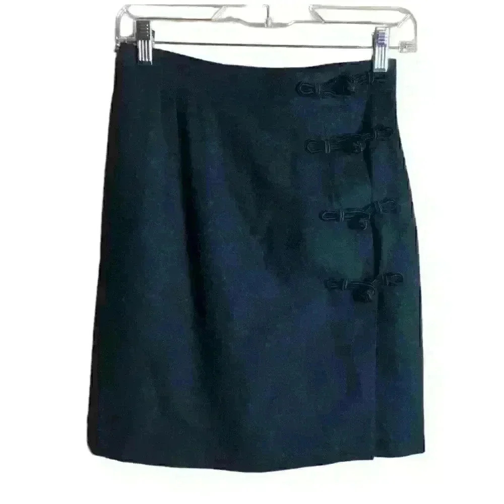 Cambridge Dry Goods Womens Skirt Size 4 Gray Wool Blend Rope Details Fully Lined